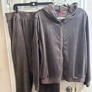 Ruby Ribbon Grey Zip Up Hoodie and Pants Lounge Set Womens Sz XXL